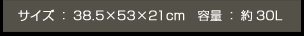 サイズ：38.5&times;53&times;21cm　容量：約30L